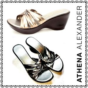 {Athena Alexander) GAYLEN pewter wedge sandals, 9